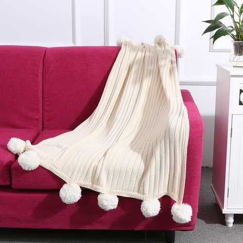 Cotton Hypoallergenic Striped Knitted Blanket Home