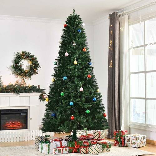 HOMCOM 8FT Artificial Christmas Tree Holiday Indoor Home Xmas