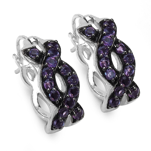 0.70 Carat Genuine Amethyst .925 Sterling Silver Earrings