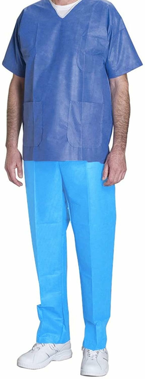 Disposable Blue Pants. Pack of 10 Polypropylene 35 GSM Adult Scrub