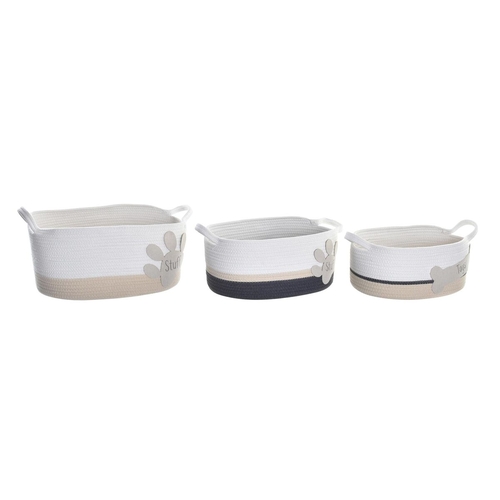 Basket set DKD Home Decor White Grey Cream 60 x 31 x 25 cm (3 Pieces)