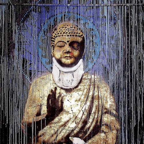 Banksy Injured Buddha Canvas Print or Poster