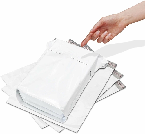 50 Pack of White Poly Mailers 10x13x2 Gusseted Poly Mailers 10 x 13 x