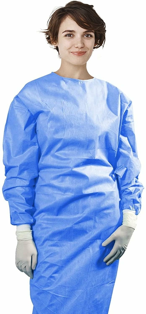 Disposable Medical Gowns. Pack of 10 Blue Isolation Gowns, Disposable