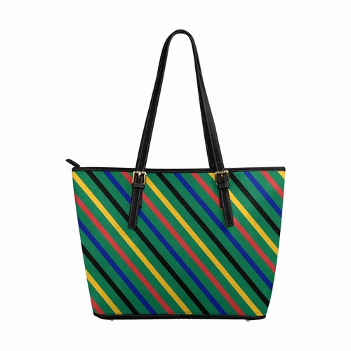 Large Leather Tote Shoulder Bag - Bohemian Multicolor Illustration