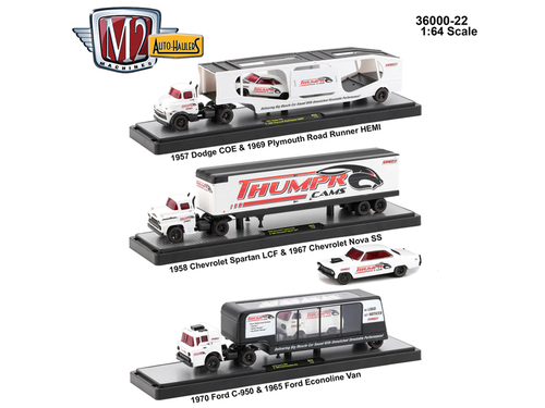 Auto Haulers Release 22, 3 Trucks Set 1/64 Diecast Models by M2