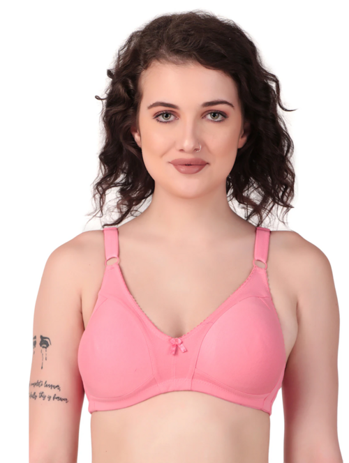 Set Of 2 Solid T-Shirt Bra(Size36)(Colorpurple & pink)