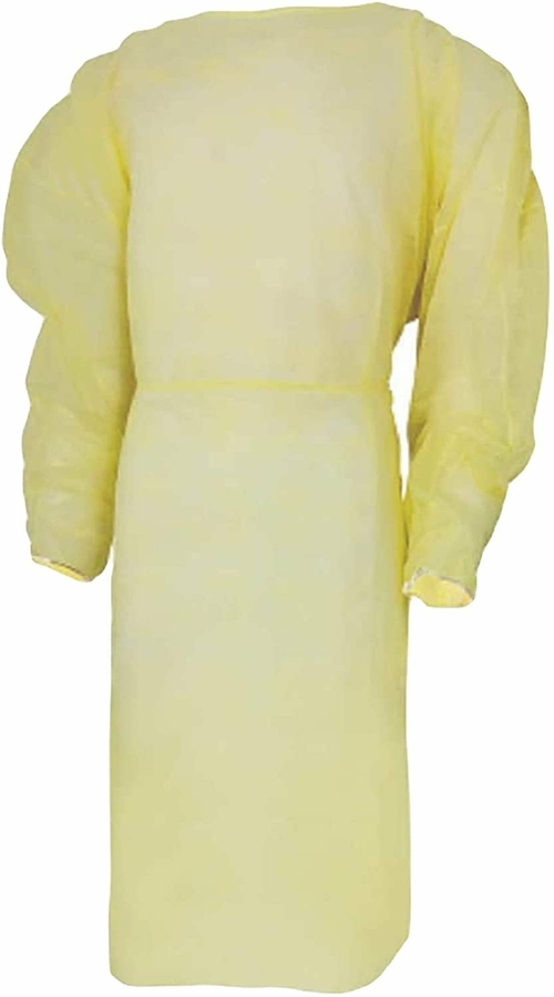 Disposable Robe Yellow. Pack of 12 Fluid Resistant Clothing with Waist