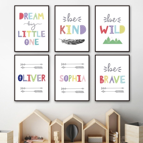 Inspirational Quotes Dream Big Brave Nursery Wall