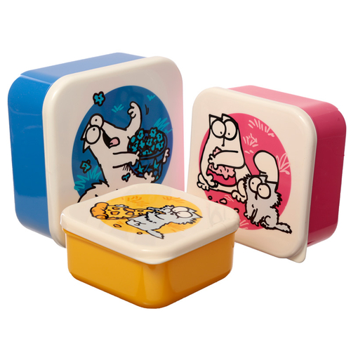 Simon's Cat Set of 3 Plastic Lunch Boxes (M/L/XL)