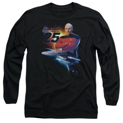 Trevco Star Trek-Tng 25 - Long Sleeve Adult 18-1 Tee - Black- Extra La