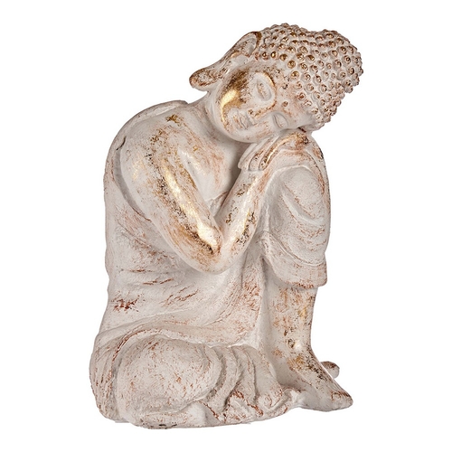 Decorative Garden Figure Buddha White/Gold Polyresin (28,5 x 43,5 x 37