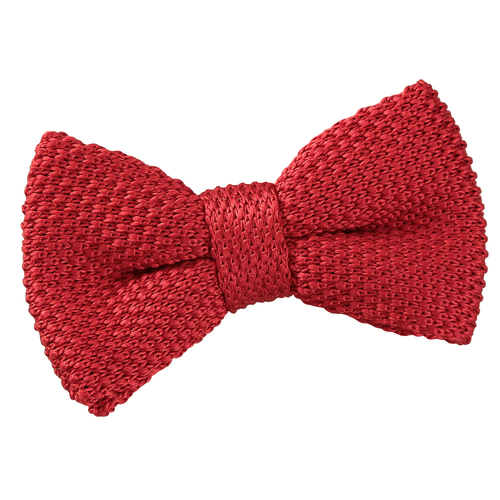 Plain Knitted Pre-Tied Bow Tie - Boys - Crimson Red