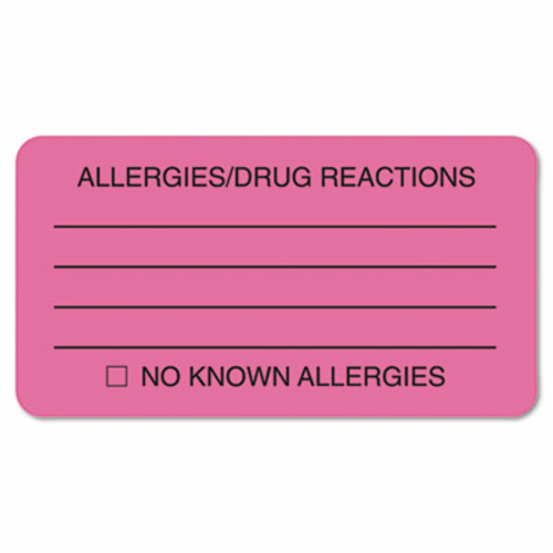 Tabbies 01730 Allergies/Drug Reaction Labels- 3-1/4 x 1-3/4- Fluor Pin