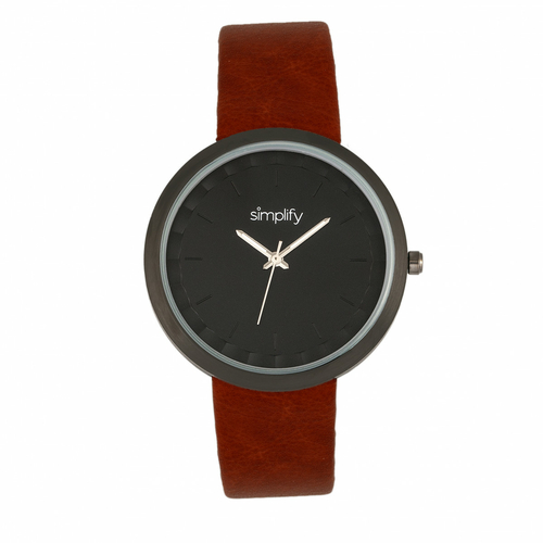 Simplify SIM6006 The 6000 Leather Band Unisex Watch - Black & Dark Bro
