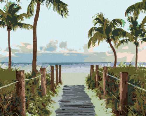 Paint by Numbers - PATH TO THE BEACH WITH PALM TREES (TED DAVIS)