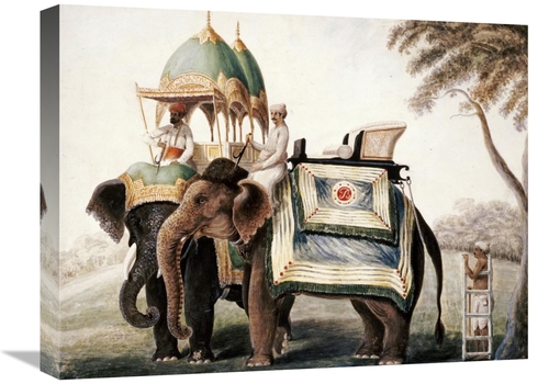 Global Gallery GCS-267869-22-142 22 in. Elephants with Their Mahout Ar