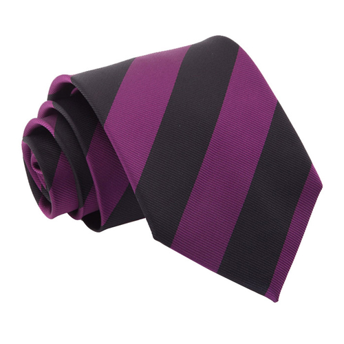 Striped Classic Tie - Purple & Black
