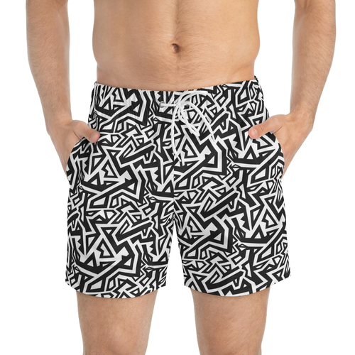 Men's Swim Trunks - B/W