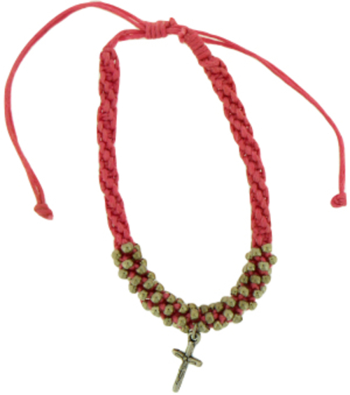 Solid Rock Jewelry 145027 Dark Pink Cotton Adjustable Friendship with 