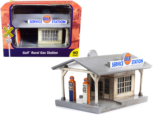 Rural Gas Station \Gulf Oil\" and \"United States Tires\" Building