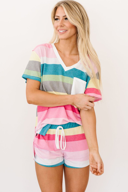 Aurora Striped Print Summer Lounge Set