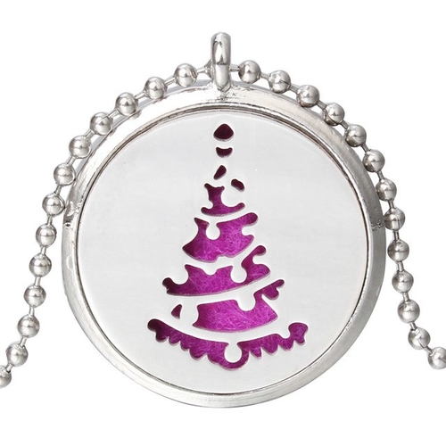 Christmas Trees Aroma Diffuser Necklace Open