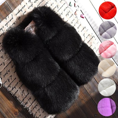 Children Girls Faux Fur Vest Colorful Waistcoats