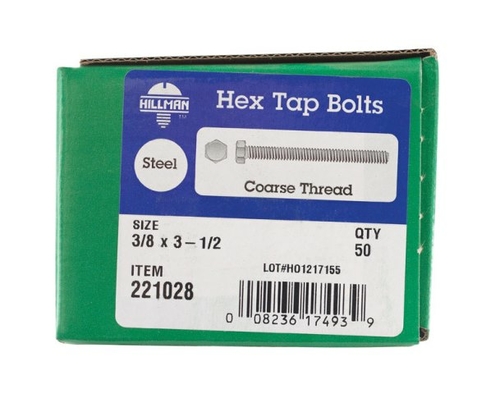 Hillman 221028 0.375 x 3.5 in. Hex Tap Bolt  Box of 50