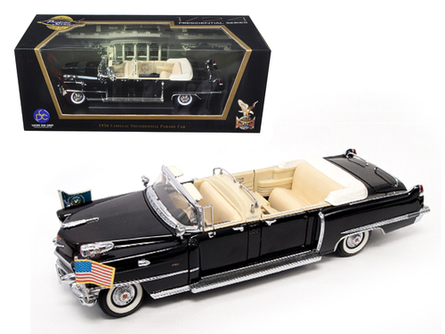 1956 Cadillac Series 62 Parade Limousine Black with Flags 1/24 Diecast