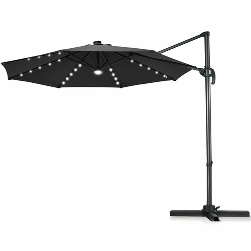 3M Outdoor Parasol Patio Cantilever Umbrella with Solar Lights