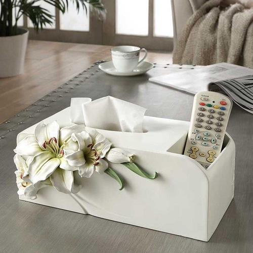 European Resin Lovely Lily Tissue Box