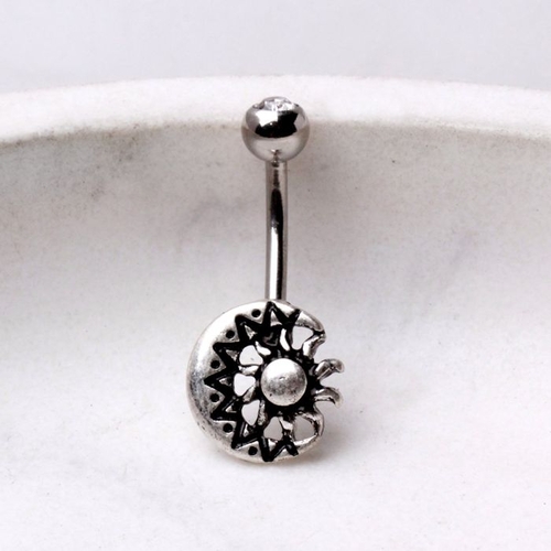 316L Stainless Steel Sun and Moon Navel Ring