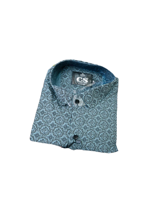 Men's Printed Full Sleeves Regular Fit Shirt  Blue
