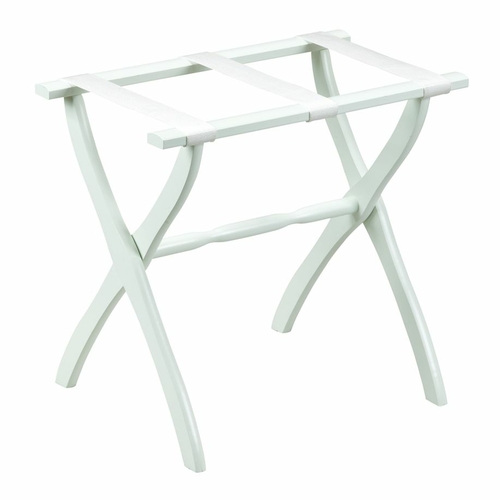 Gate House Furniture 1403 White Luggage Rack with White Nylon Straps -