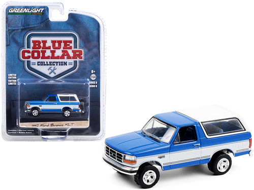 1992 Ford Bronco XLT Bright Regatta Blue and White \Blue Collar