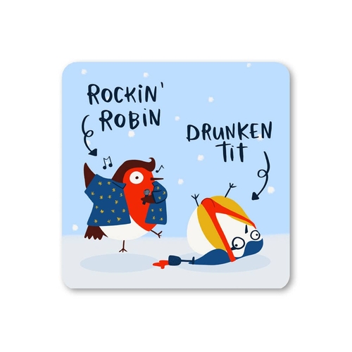 Rockin Robin Funny Christmas Coaster (Pack of 6)