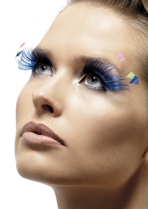 Feather Plume Eyelashes - Blue