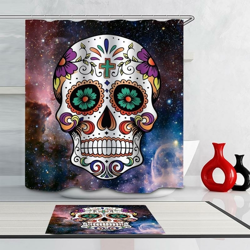 Space Sugar Skull Shower Curtain