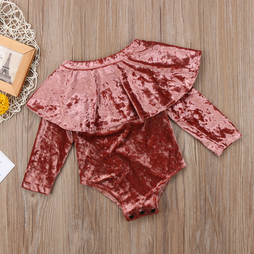 Newborn Toddler Baby Girls Off Shoulder Velvet
