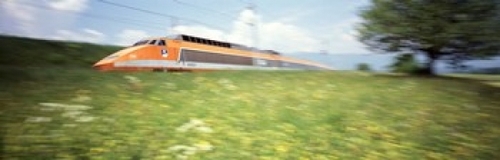 Panoramic Images PPI72115L TGV High-Speed Train Moving Through Hills  