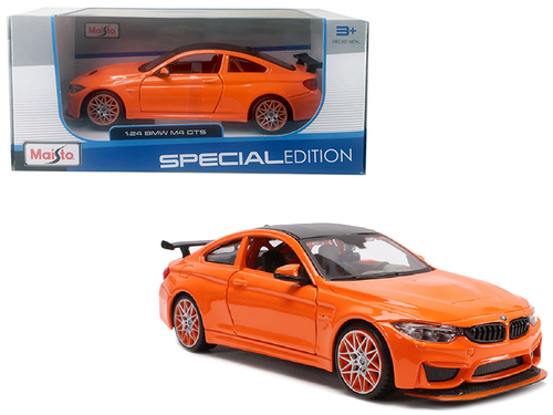 BMW M4 GTS Orange with Carbon Top and Orange Wheels 1/24 Diecast Model