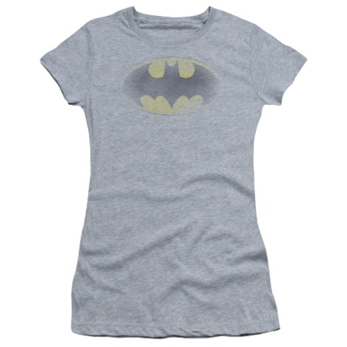 Trevco Batman-Faded Logo - Short Sleeve Junior Sheer Tee - Heather,