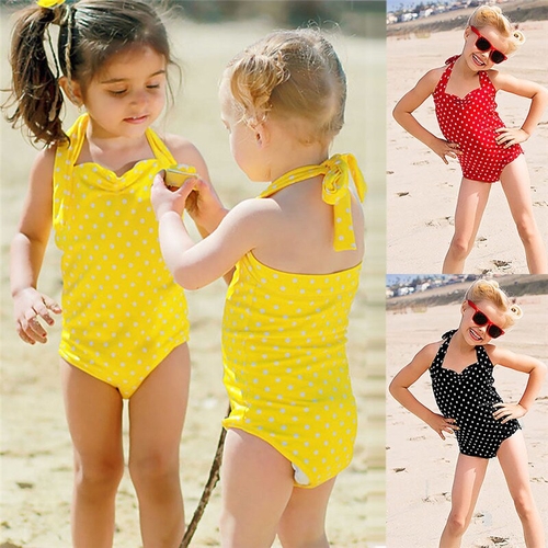 Summer Toddler Kids Baby Girls swimwear Polka