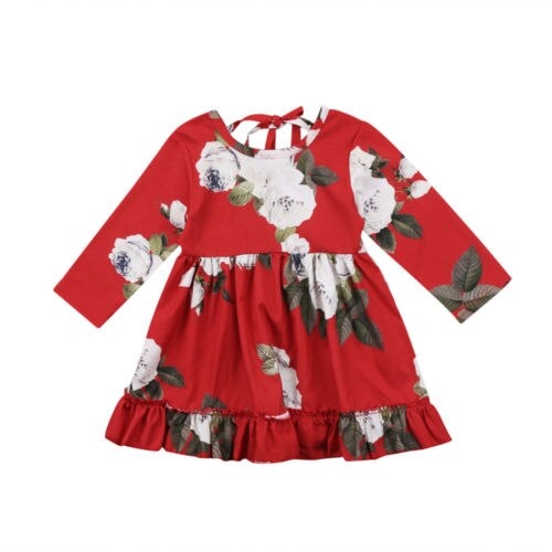 Cute Toddler Kids Girls Long Sleeve Flower Party