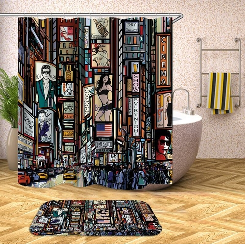 Times Square Comics Painting Shower Curtain