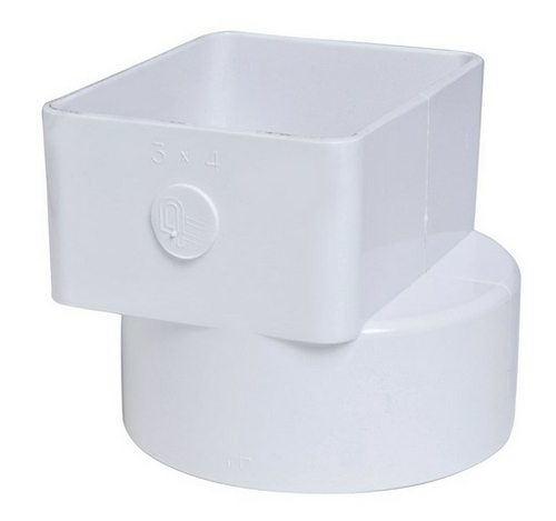 Plastic Trends P1926 3 x 4 x 4 in. Flush Downspout Adapter