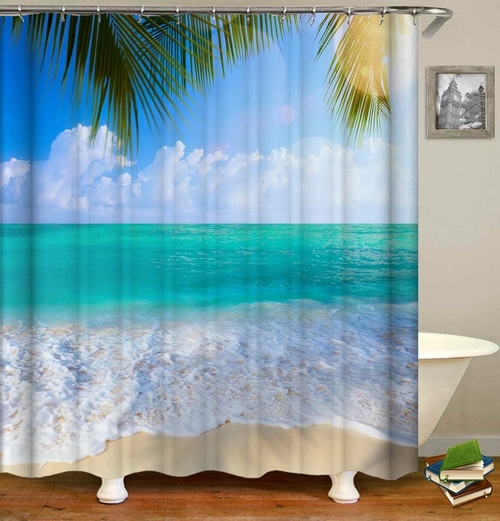 Peacefully Turquoise Beach Shower Curtain