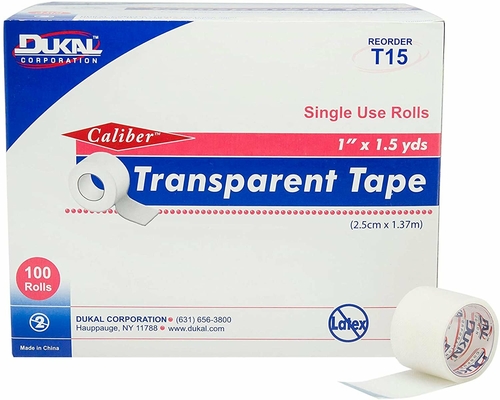 Dukal Transparent Tapes. Case of 500 Medical Tapes 1" x 1.5 yds.