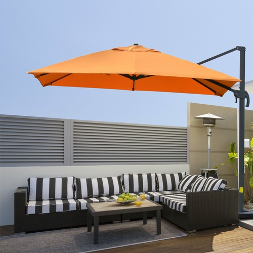 Outsunny 10x10ft Cantilever Umbrella Rotatable Square Top Market